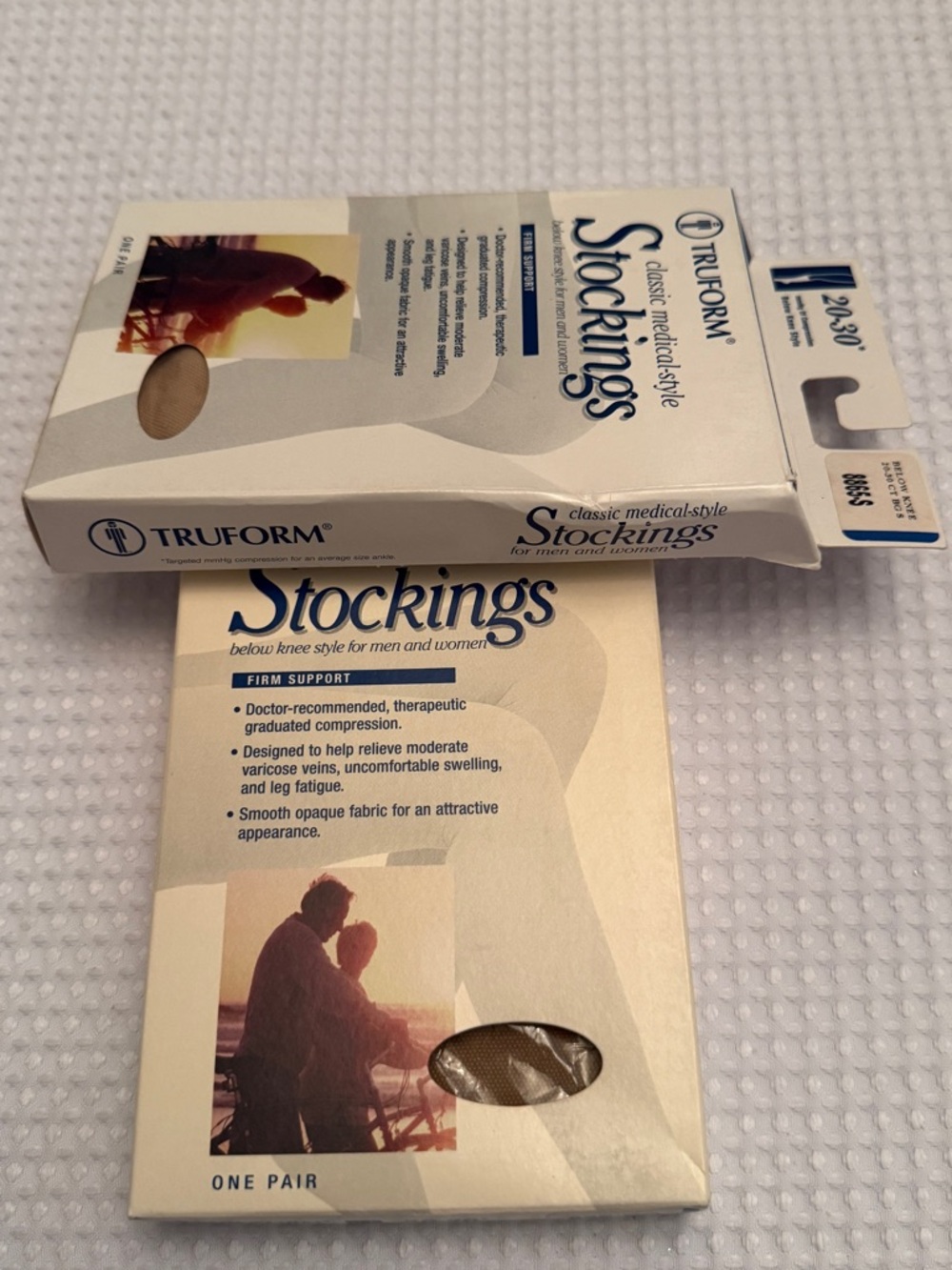 Truform Beige Firm Support Below knee stocking Small 20-30 MMHG. 2 pairs